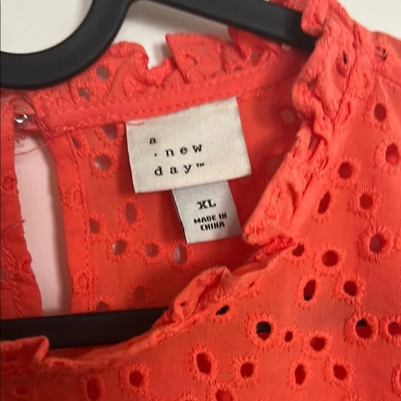 A New Day OrangeFlutter Sleeve Blouse with Mandarin Collar - Picture 2 of 3